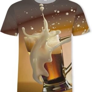 ZUIAI Men T-Shirt Beer Short Sleeve Novelty Water Pattern O-Neck Tops Tees Funny 3D Printed Tshirt