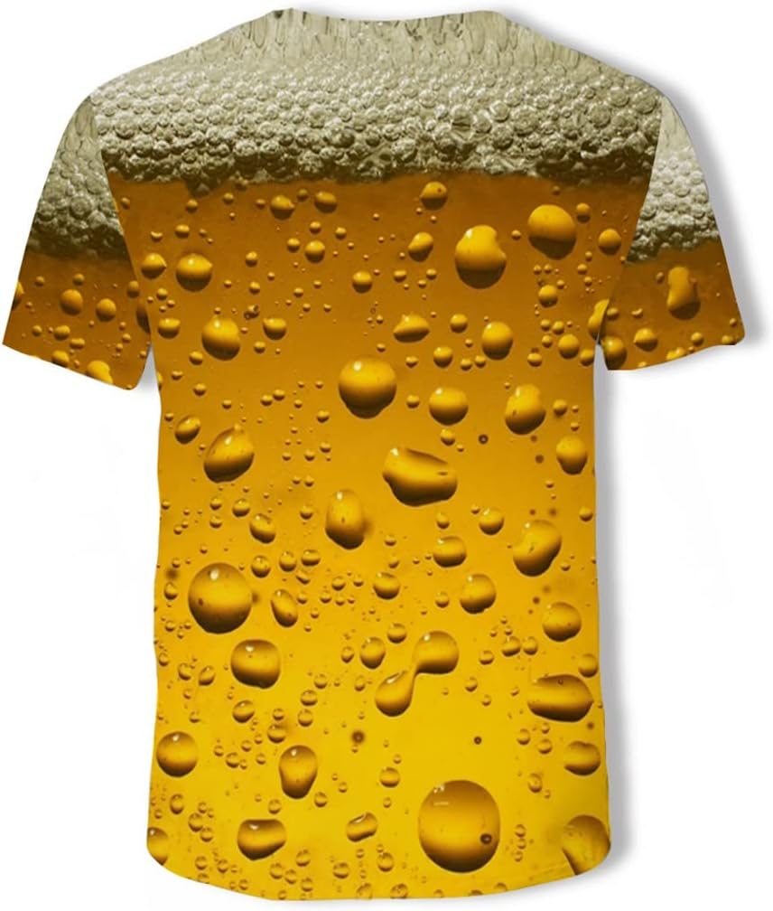 ZUIAI Men T-Shirt Beer Short Sleeve Novelty Water Pattern O-Neck Tops Tees Funny 3D Printed Tshirt - Image 2