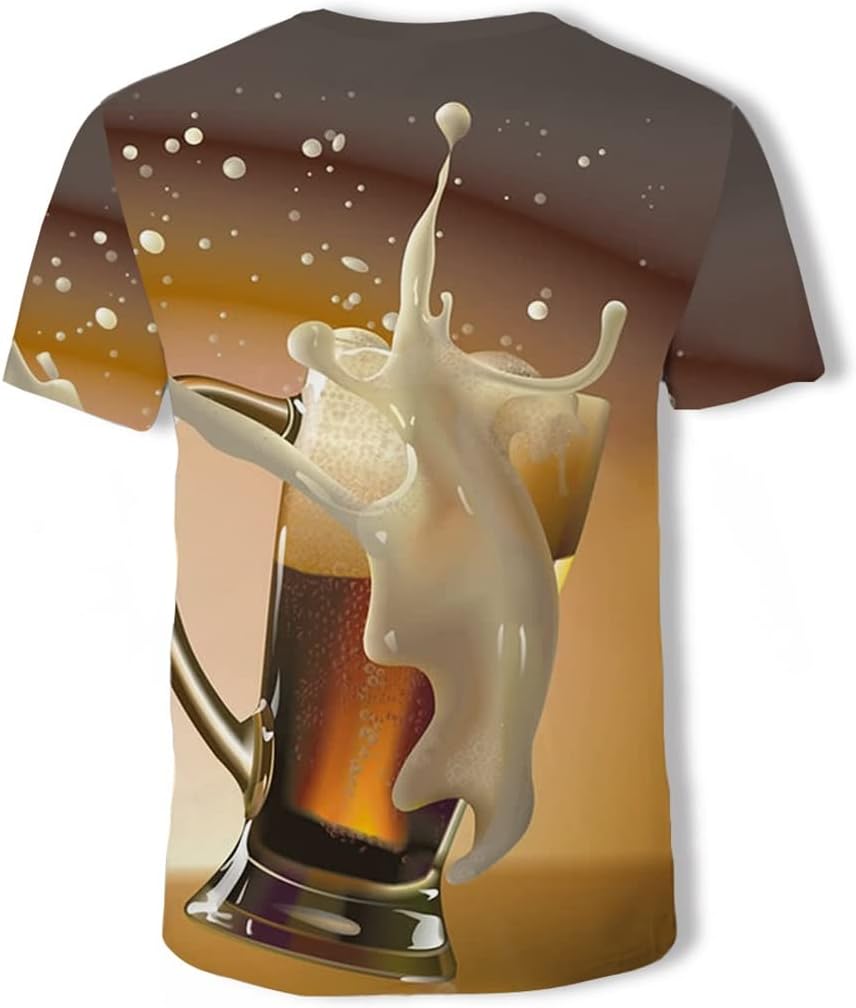 ZUIAI Men T-Shirt Beer Short Sleeve Novelty Water Pattern O-Neck Tops Tees Funny 3D Printed Tshirt - Image 2