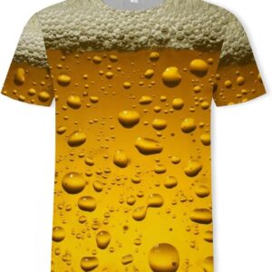ZUIAI Men T-Shirt Beer Short Sleeve Novelty Water Pattern O-Neck Tops Tees Funny 3D Printed Tshirt