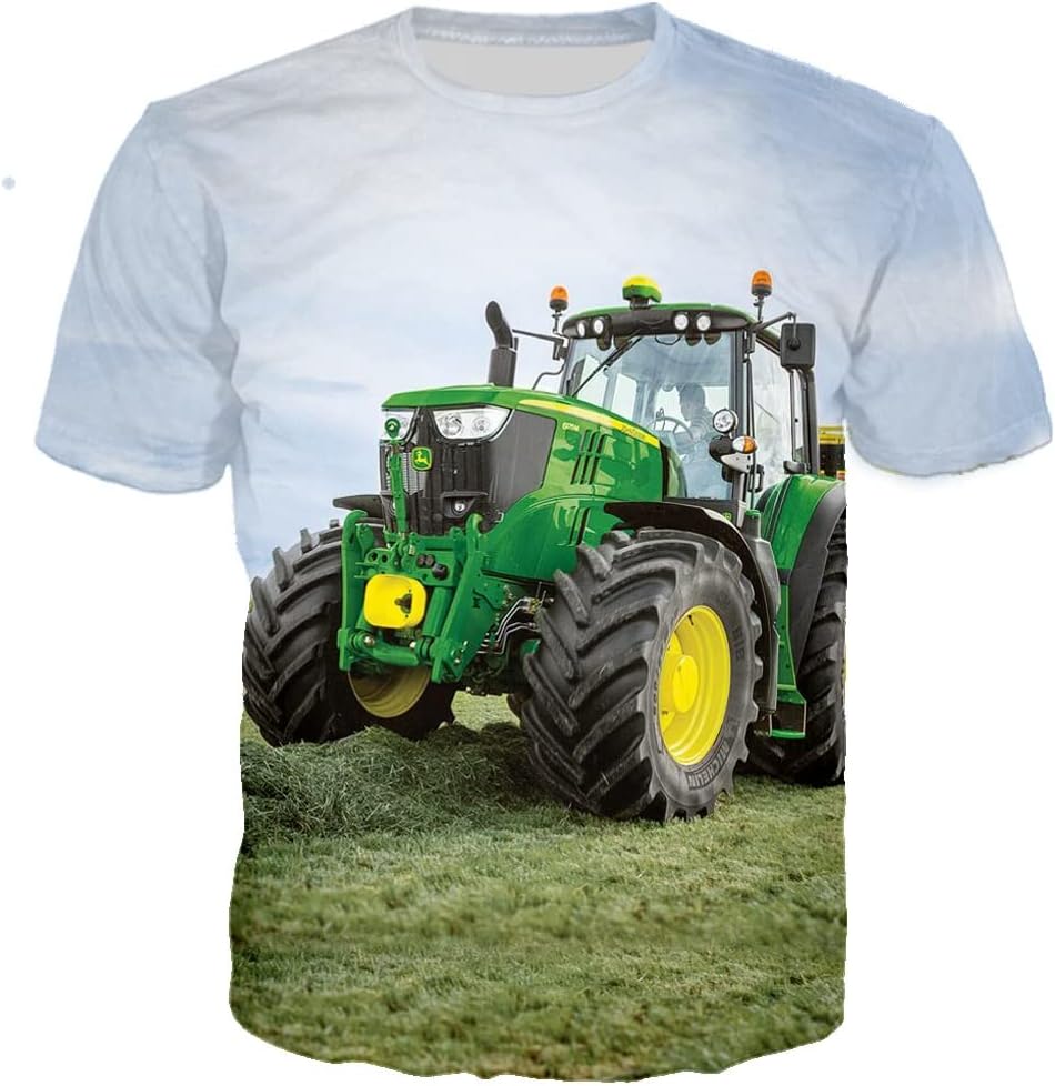 ZUIAI Men's Car Tractor T Shirt Oversized 3D Print Tops Casual Streetwear Oversized Breathable Short Sleeve