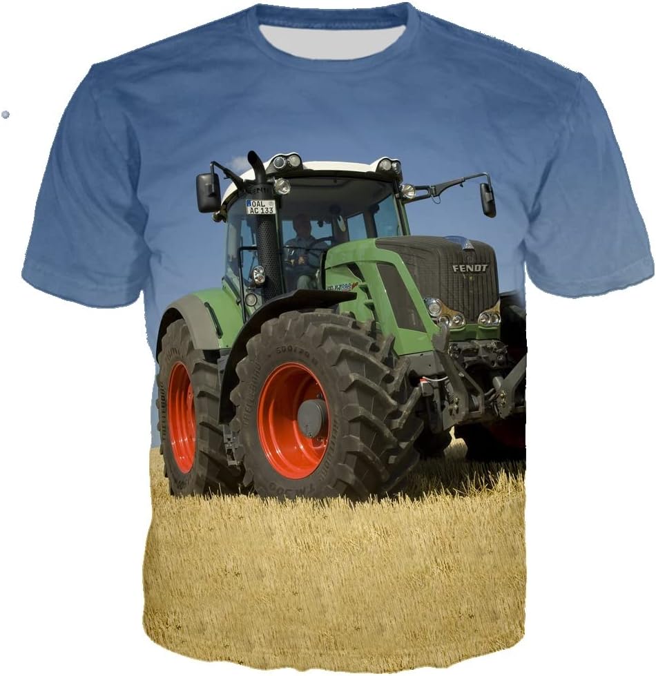 ZUIAI Men's Oversized 3D Print Car Tractor T Shirt Casual Streetwear Breathable Tops Short Sleeve