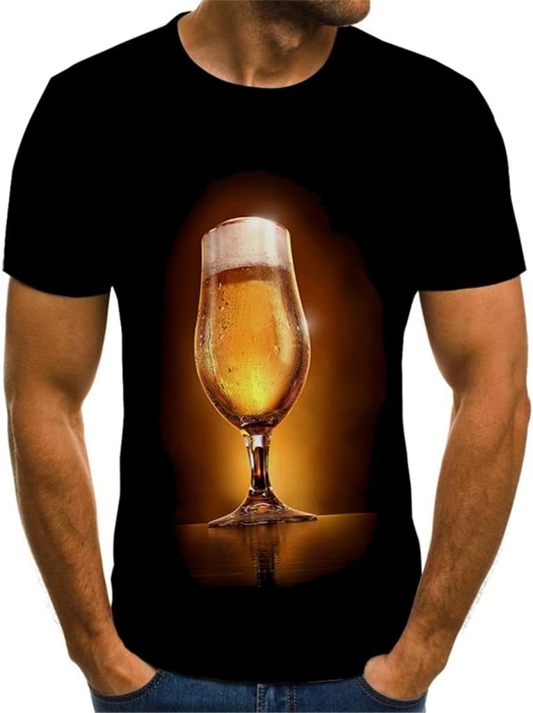 ZUIAI Trends Shirt Beer 3D Printing Men's Tshirt Short Sleeve T Shirt Funny O-Neck